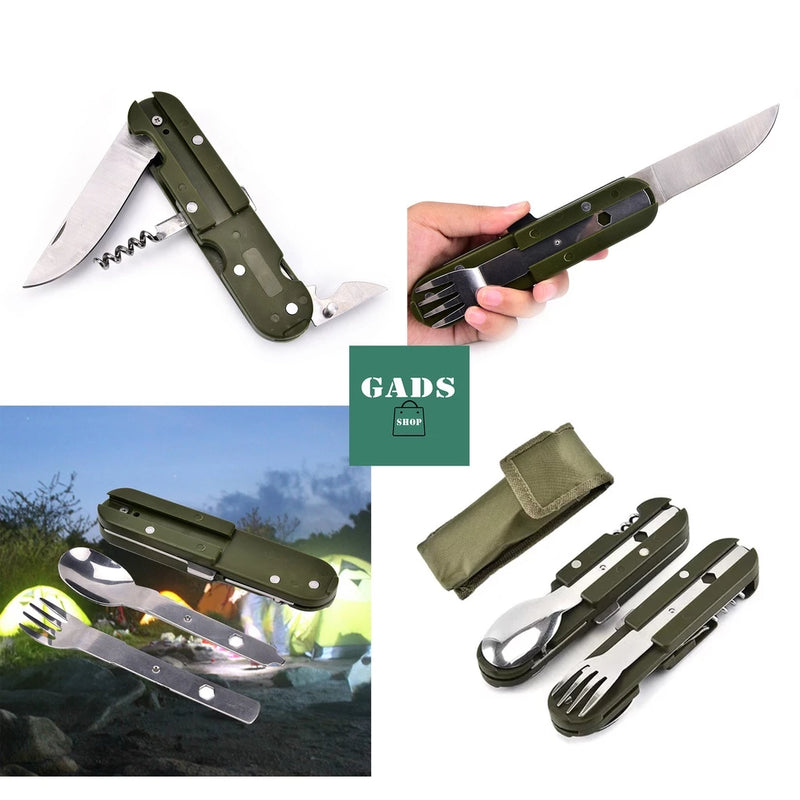 Talher Canivete Multifuncional Amazonas Inox Canivete Garfo Colher Faca Abridor