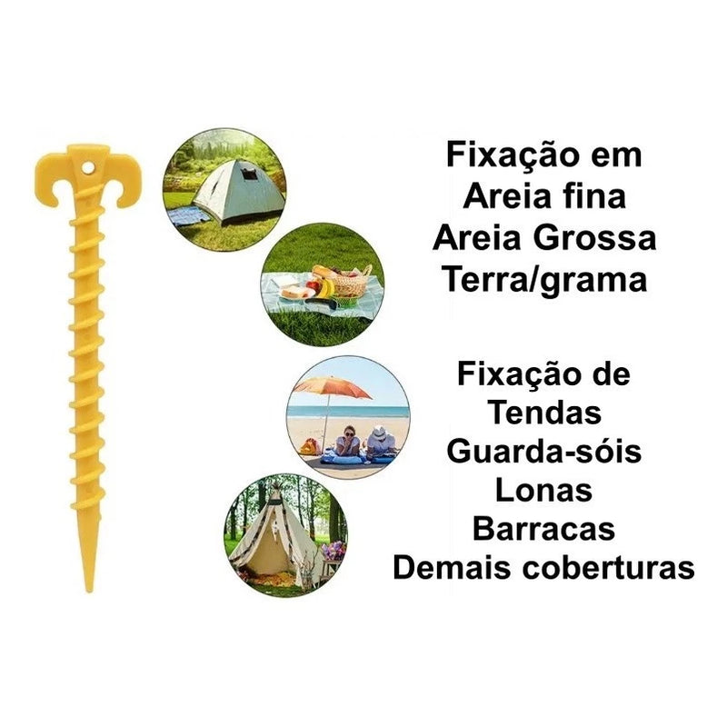 Kit 10 peças Estacas Fixação Barraca Gazebo Guarda Sol Tenda 35cm