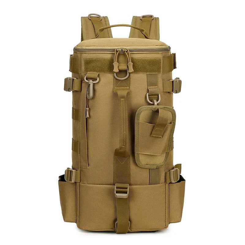 Mochila tática de pesca, bolsa de equipamento com suporte de haste, armazenamento de equipamento de peixe, molle, acampamento, caminhadas ao ar livre, bolsa multifuncional