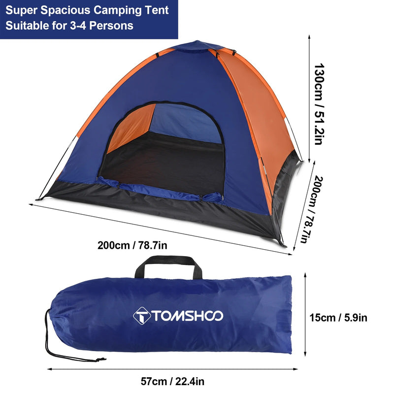 Tomshoo – Barraca leve para 3-4 pessoas, com mosca de chuva, ideal para camping, trilhas, praia e pesca em família.