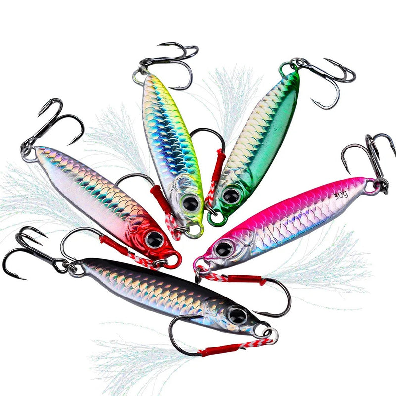 PROBEROS – Kit com 5 Iscas Biônicas de 30g, ganchos duplos, para pesca long shot.