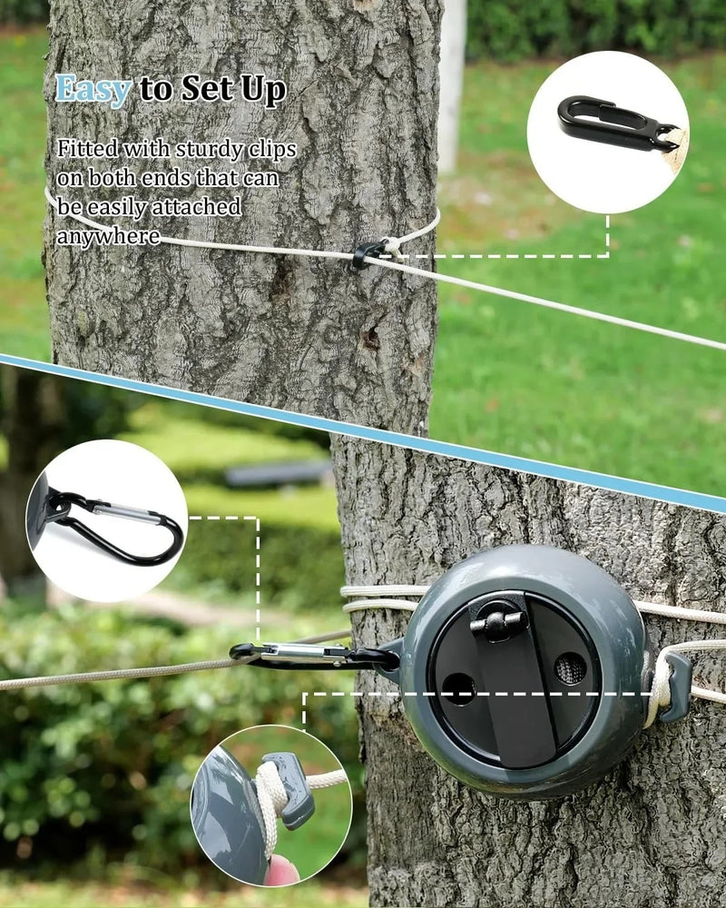 Cordão de varal portátil – Linha ajustável de 10m, ideal para secar roupas em viagens, camping, hotéis e uso interno/externo.