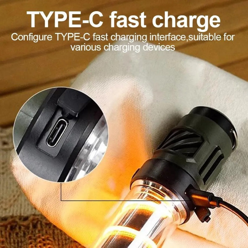 Lanterna LED portátil 2 em 1 – Iluminação e repelente de mosquitos, com gancho, tripé e design à prova d’água, ideal para camping.