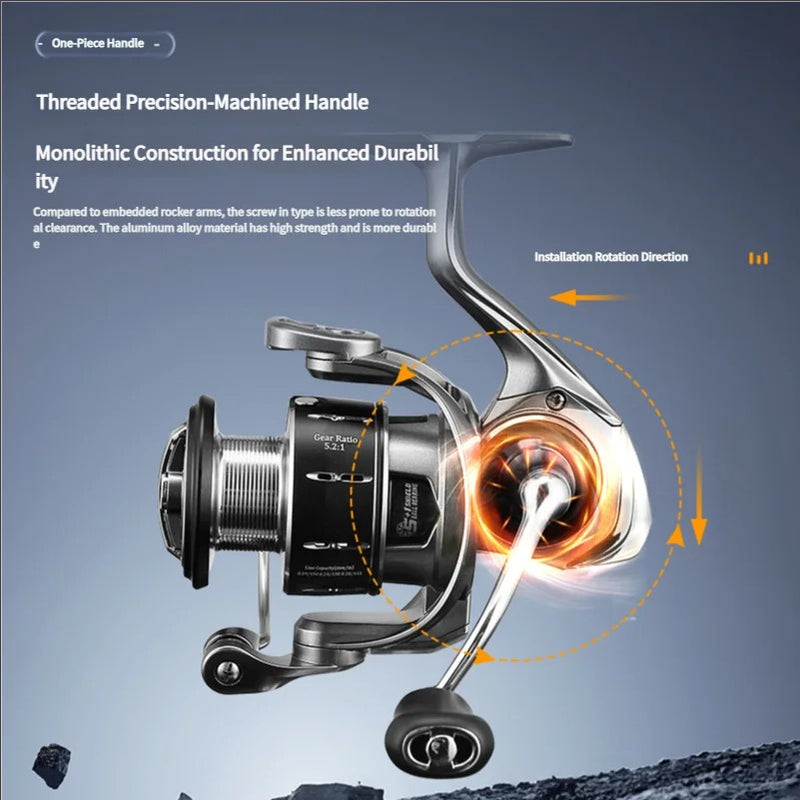Mavllos – Molinete para água salgada, relação 5.2:1, drag 6–10kg, carretel 2000 com alta capacidade de linha.