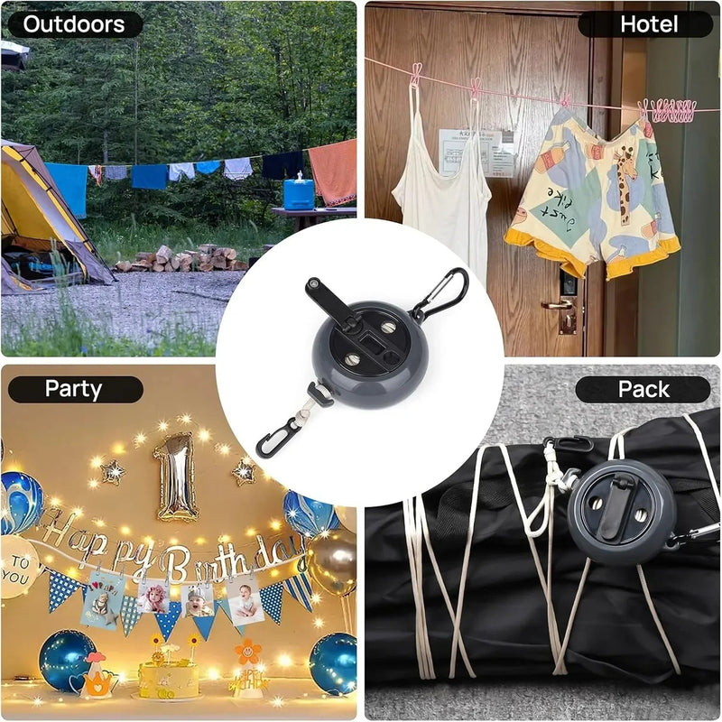 Cordão de varal portátil – Linha ajustável de 10m, ideal para secar roupas em viagens, camping, hotéis e uso interno/externo.