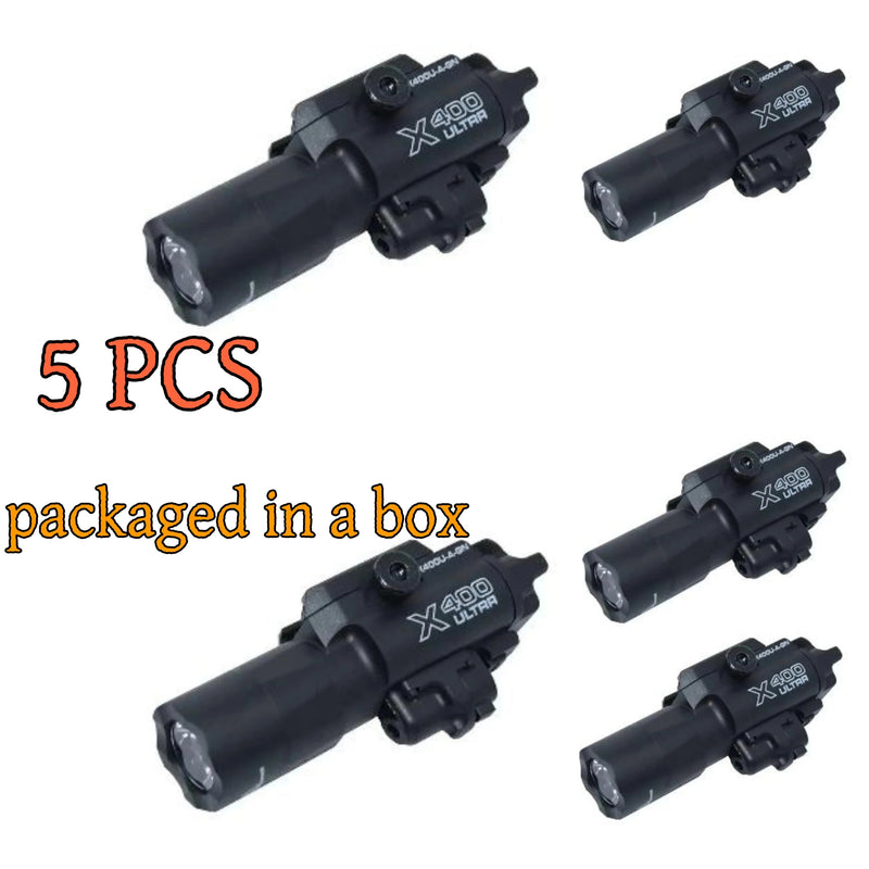 X400U – Lanterna e ponteiro laser 2 em 1, alta intensidade, compatível com trilho 20mm para airsoft, caça e jogos táticos.