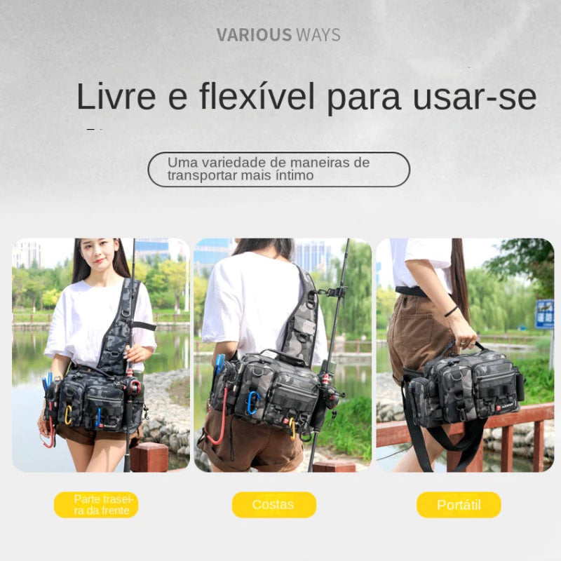 Bolsa de isca de pesca de grande capacidade, bolsa de cintura multifuncional, mochila tática, bolsa de equipamento de pesca