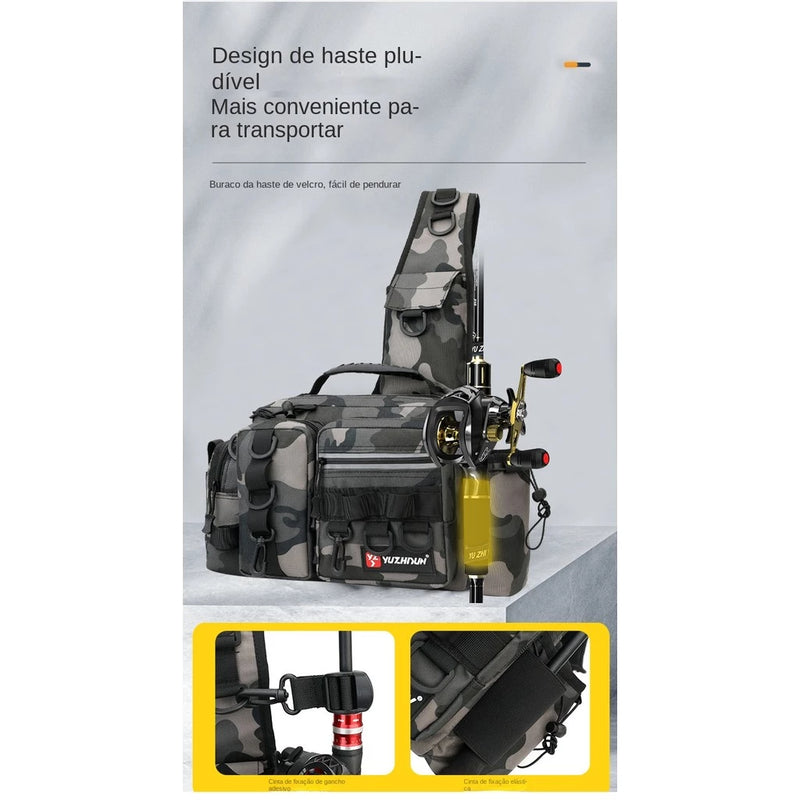 Bolsa de isca de pesca de grande capacidade, bolsa de cintura multifuncional, mochila tática, bolsa de equipamento de pesca