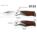 Canivete Automático Aço com Madeira Tático Afiado Retrátil Militar Pesca Cozinha