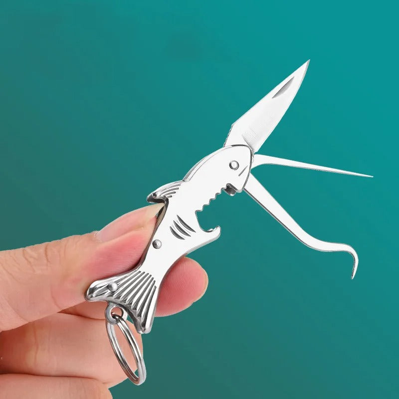 Faca dobrável criativa tubarão mini faca ao ar livre tático ferramenta edc faca cortador portátil expresso chaveiro faca de bolso frutas